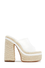 Load image into Gallery viewer, White Block Heel Espadrille Platform Mules
