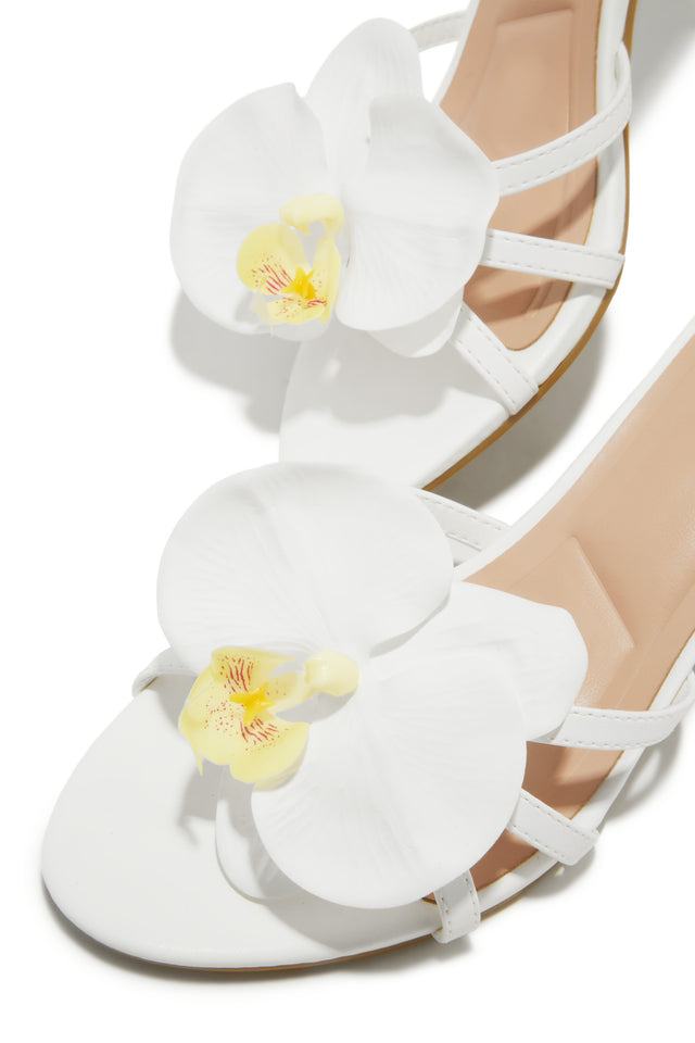 Alyssa Rosette Mid Heel Mules - White