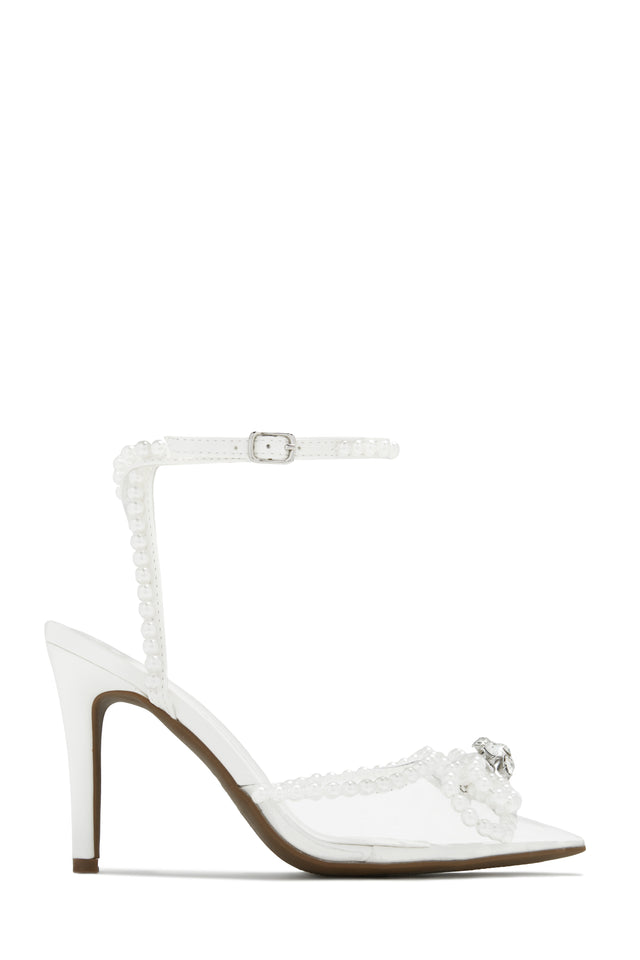 Load image into Gallery viewer, White Faux Pearl Detailed Heels
