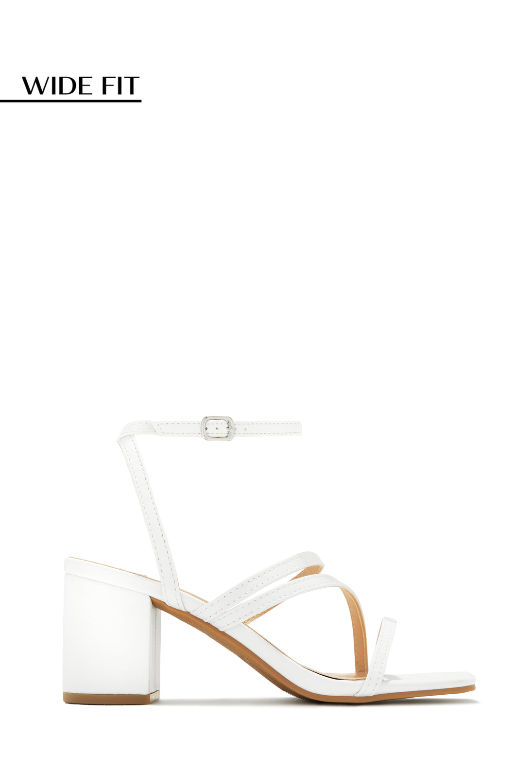 White Block Mid Heels with Wide Fit