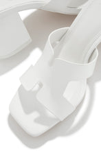 Load image into Gallery viewer, White Chunky Open Toe Slip On Heels
