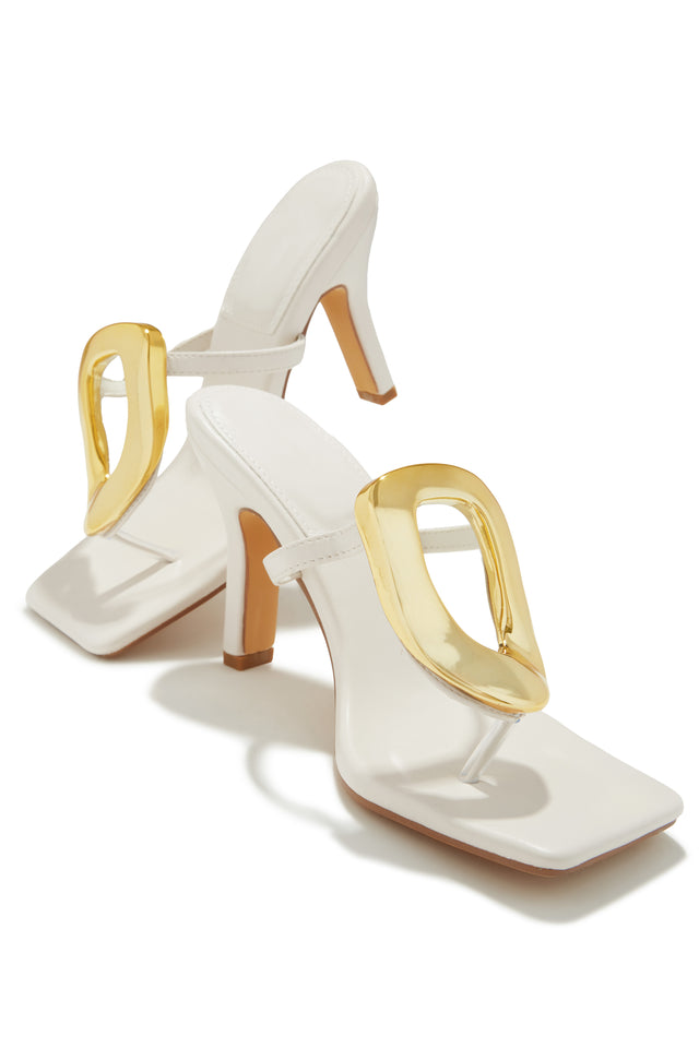 Load image into Gallery viewer, Adonna Thong Strap Mule Heels - Cream ** LEAVE PRIVATE ** SENDING BACK TO COMPANY ** 10/3
