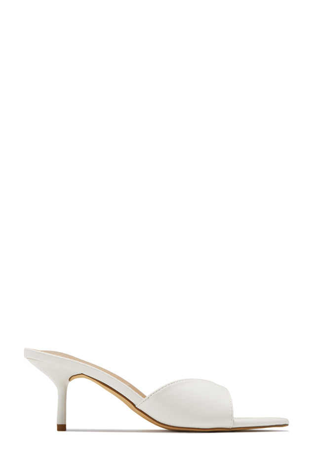 Myra Mid Heel Mules - White