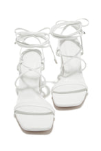 Load image into Gallery viewer, Aria Lace Up Block Heels - White
