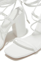 Load image into Gallery viewer, Aria Lace Up Block Heels - White
