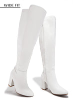 Load image into Gallery viewer, Colette Wide Fit Block Heel Boots - White
