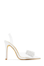 Load image into Gallery viewer, White Embellished Bow Clear Pumps
