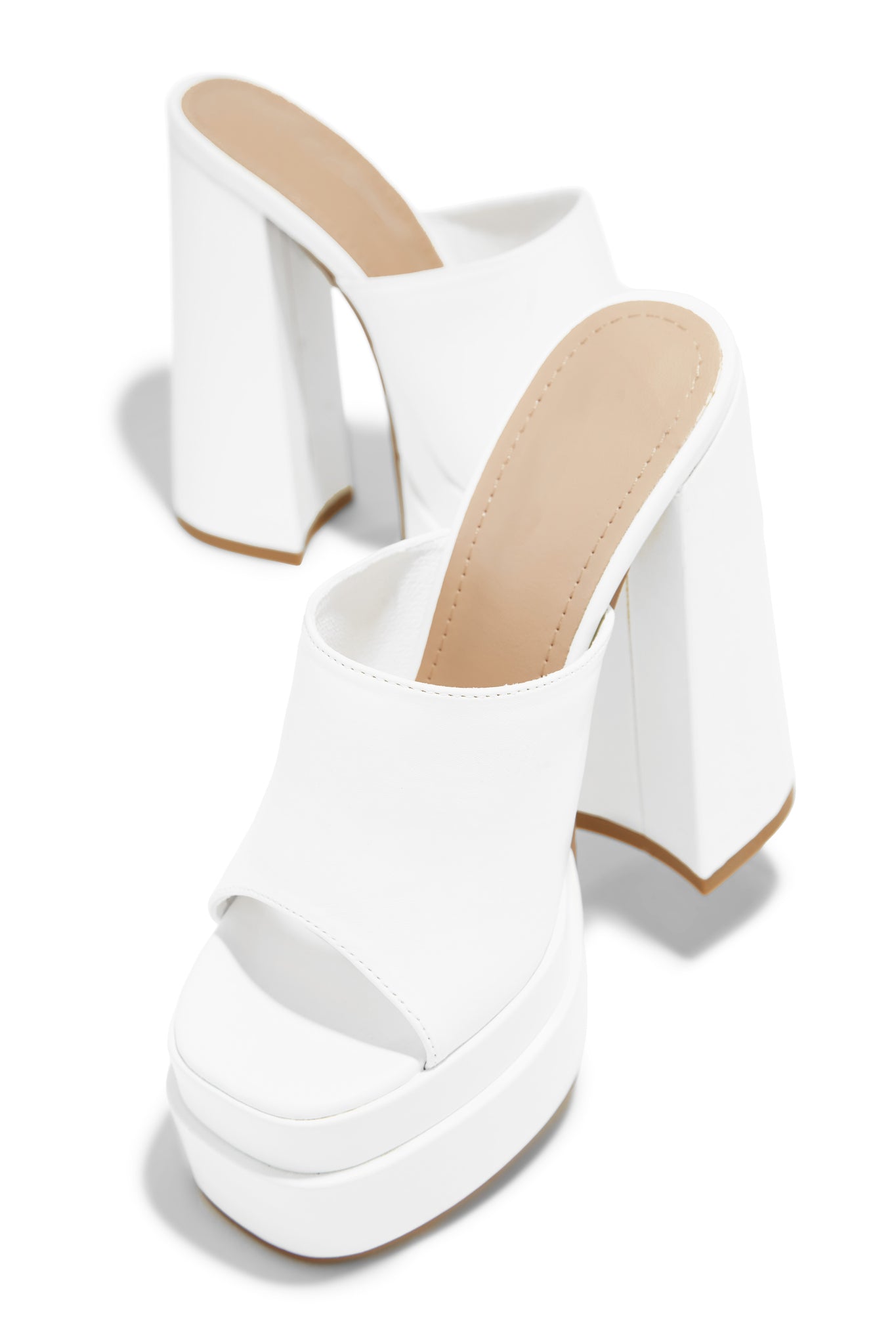 White clearance block mules