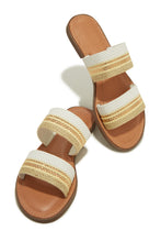 Load image into Gallery viewer, Ivory Stripped Summer Flats
