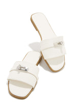 Load image into Gallery viewer, White Slip On Summer Sandals with Silver-Tone Hardware
