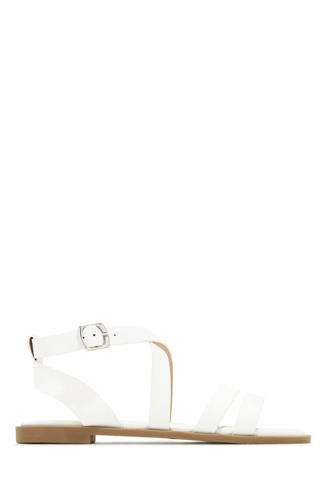 Load image into Gallery viewer, Sun Seeker Flat Strappy Sandals - White

