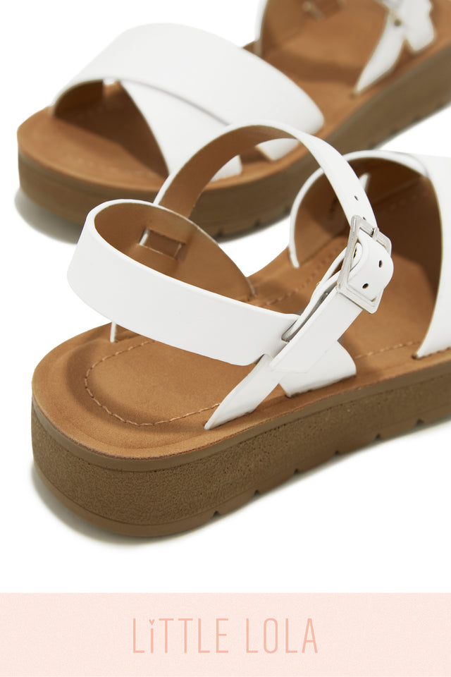 Miss Lola Sandy Days White Kids Flat Sandals MISS LOLA