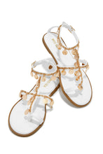 Load image into Gallery viewer, White PU Chain Embellished Sandals
