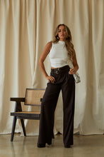 Load image into Gallery viewer, Model Wearing Black Trouser with White Top
