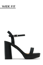 Load image into Gallery viewer, Gaby Wide Fit Platform Block Heels - Black
