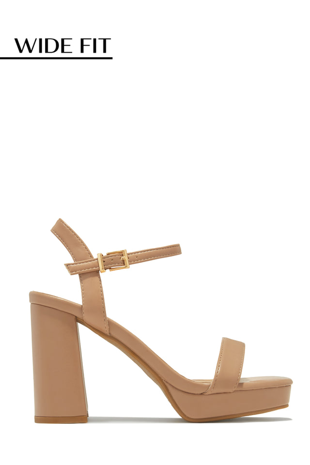 Load image into Gallery viewer, Gaby Wide Fit Platform Block Heels - Nude
