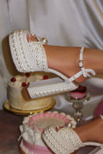 Load image into Gallery viewer, Wifey Status Platform Block Pearl Heels - White
