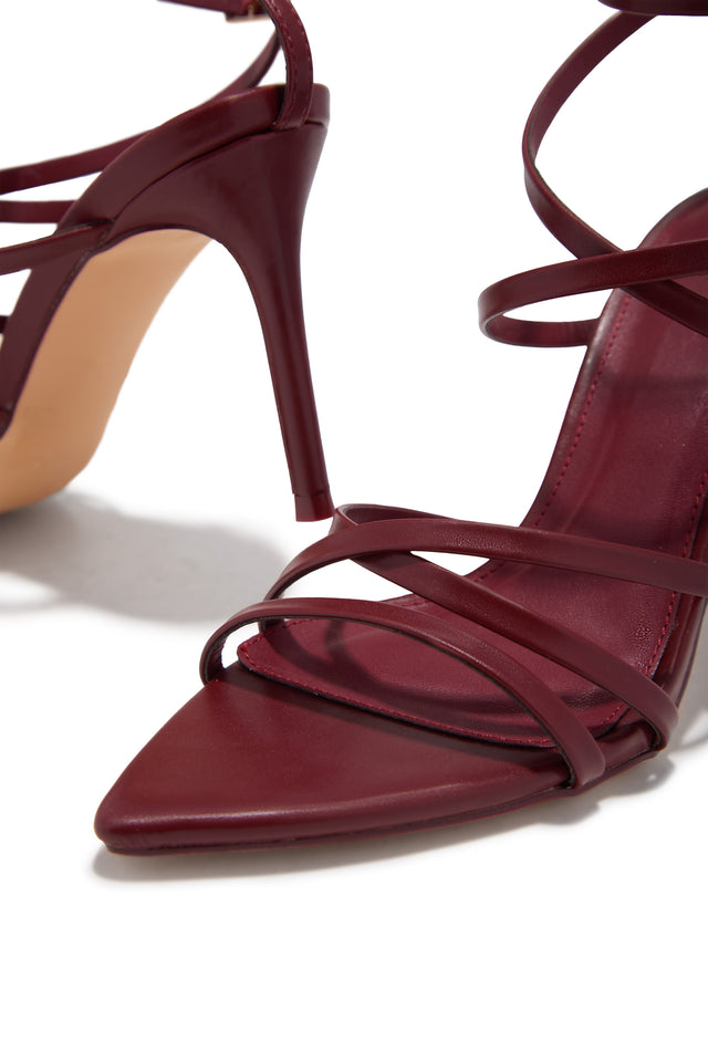 Load image into Gallery viewer, Polished Nights Strappy Mid Heels - Wine
