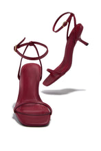 Load image into Gallery viewer, Karolay Ankle Strap Mid Heels - Cherry
