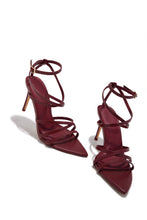 Load image into Gallery viewer, Polished Nights Strappy Mid Heels - Wine
