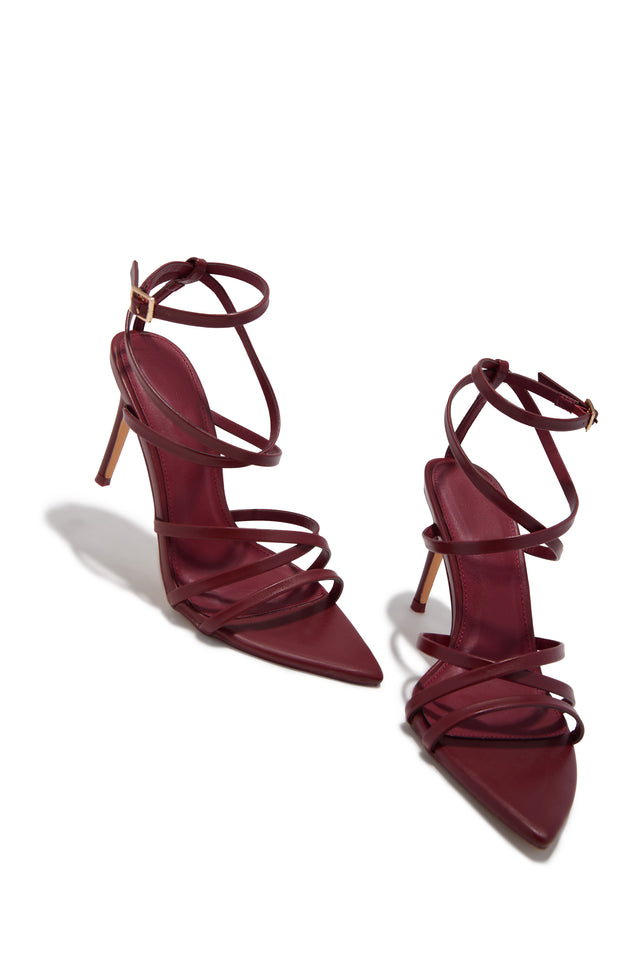 Load image into Gallery viewer, Polished Nights Strappy Mid Heels - Wine
