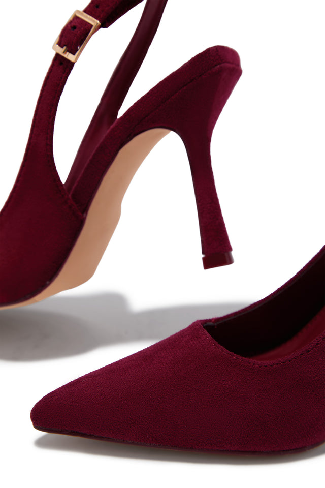 Load image into Gallery viewer, Carianna Faux Suede Slingback Pumps - Wine

