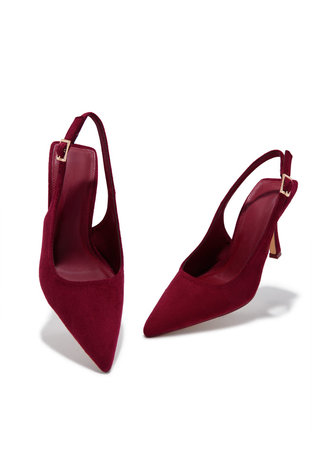 Load image into Gallery viewer, Carianna Faux Suede Slingback Pumps - Wine
