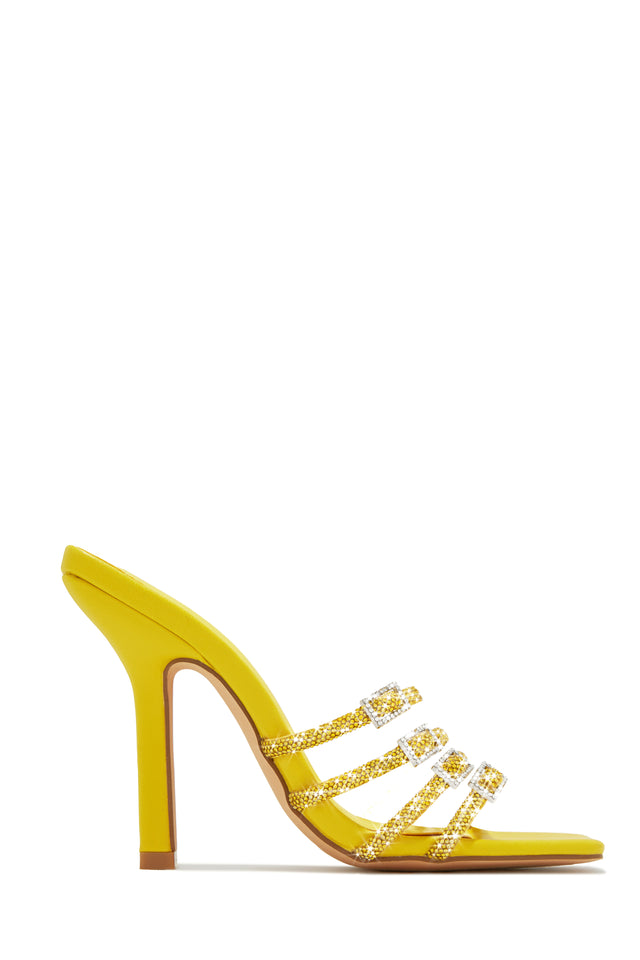 Load image into Gallery viewer, Yellow Single Sole Rhinestone Mules
