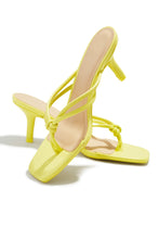 Load image into Gallery viewer, Yellow Single Sole Thong Strap Mule Heels
