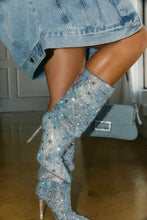 Load image into Gallery viewer, You Fancy Embellished Denim Boots - Denim
