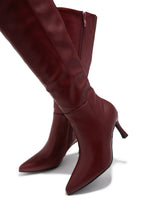 Load image into Gallery viewer, Zama Knee High Heel Boots - Wine
