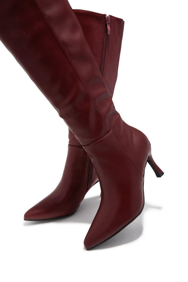 Load image into Gallery viewer, Zama Knee High Heel Boots - Wine
