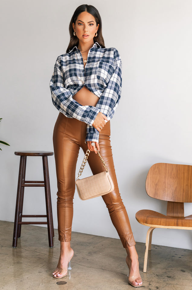 Load image into Gallery viewer, Make Jaws Drop High Waist Skinny PU Pant - Camel

