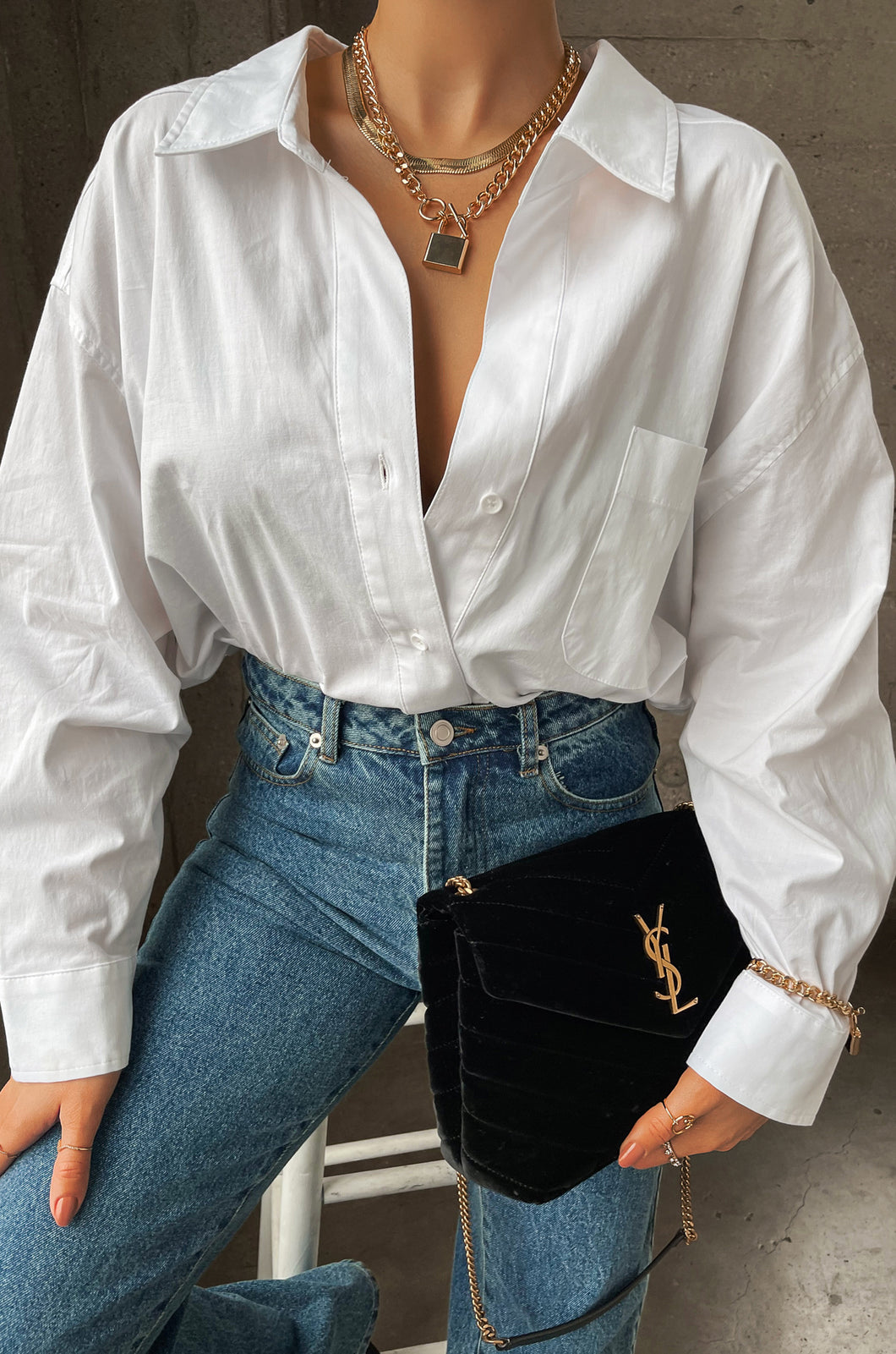 Being Chic Long Sleeve Button Up Top - White