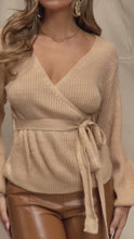Load and play video in Gallery viewer, Model wearing peach knit sweater top

