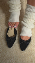 Load and play video in Gallery viewer, black slip on flats with bow detail video
