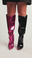 Load and play video in Gallery viewer, Video Of Model Wearing boots Available In Pink And Black
