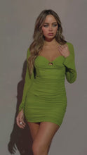 Load and play video in Gallery viewer, Green mesh lined dress with halter tie straps video
