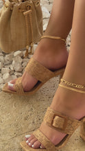 Load and play video in Gallery viewer, Model wearing Faux Cork Block Heel Mules
