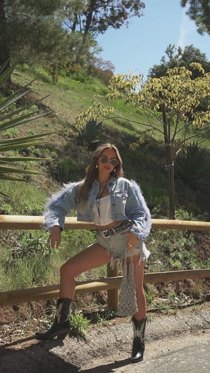 Light Wash Denim Blue Jacket On Model Video