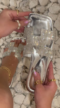 Load and play video in Gallery viewer, Silver embellished strap sandal detail video
