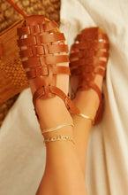 Load image into Gallery viewer, Brown Caged Flat Gladiator Sandals
