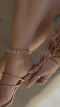 Load and play video in Gallery viewer, nude chunky heel with asymmetrical straps heel close up video
