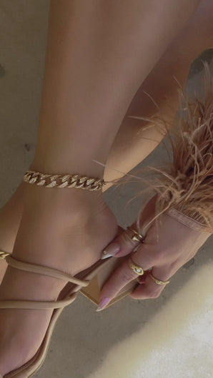 nude chunky heel with asymmetrical straps heel close up video