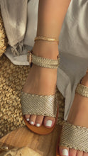 Load and play video in Gallery viewer, Gold tone woven sandals
