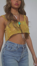 Load and play video in Gallery viewer, Gold rhinestone crop top
