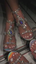 Load and play video in Gallery viewer, Silver embellished chunky heel on model
