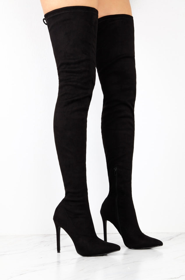 Suede over the knee shop high heel boots