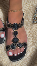Load and play video in Gallery viewer, Black stone embellished sandal
