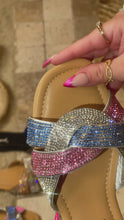 Load and play video in Gallery viewer, Pink Multi Colored Embellished Slip-On Sandals
